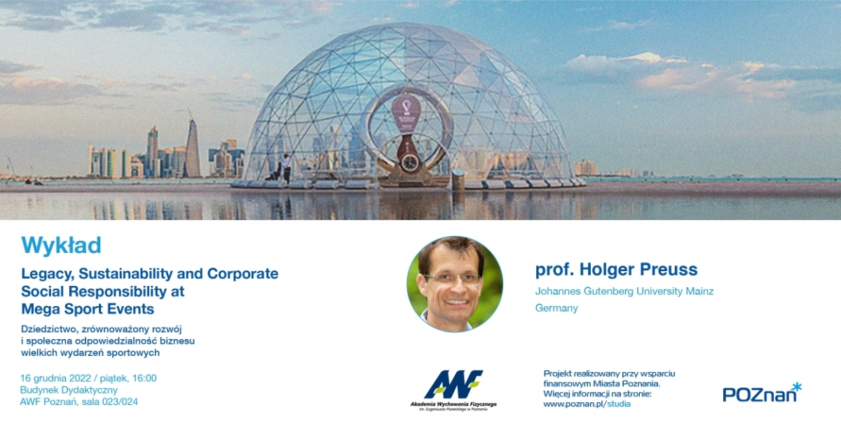 Plakat informacyjny ze zdjeciem profesora Holgera Preussa